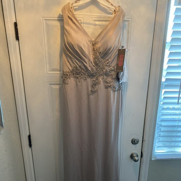GENUINE MARSONI MOTHER OF THE BRIDE- STYLE MV1054 SILVER DRESS - Picture 3 of 9